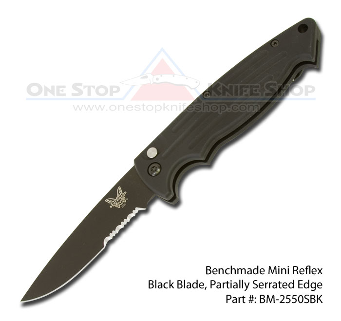 Discontinued Benchmade 2550sbk Mini Reflex Auto Black Blade Partially Serrated 8383